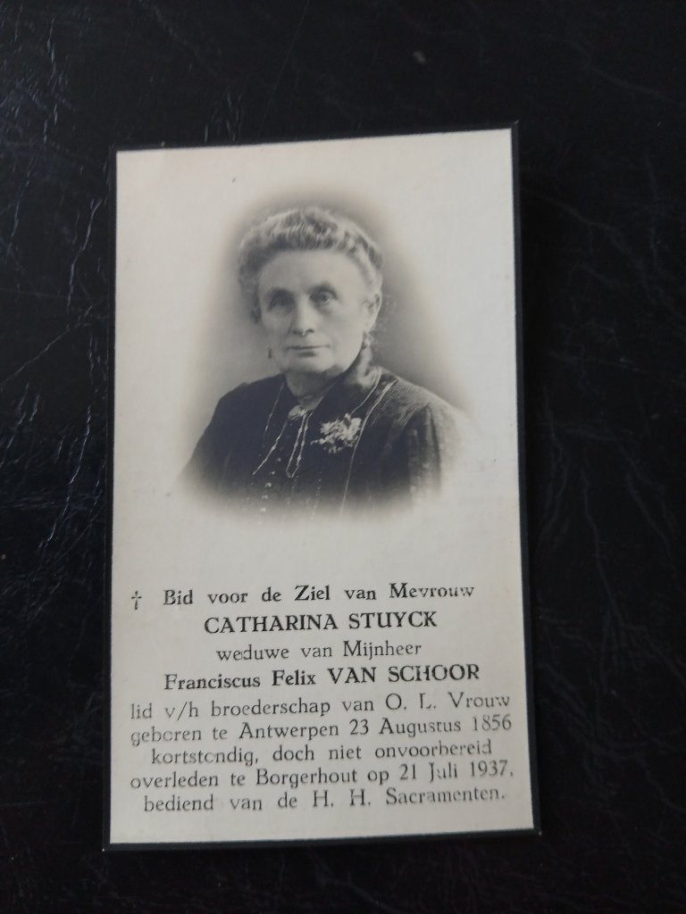 catherina stuyck overl 1937, Verzamelen, Verzenden, Bidprentje