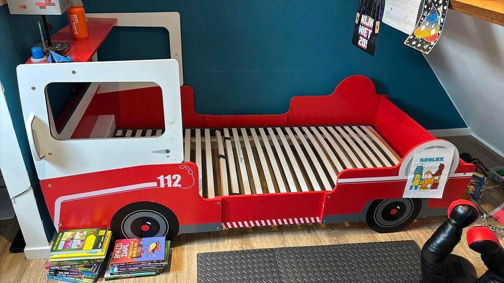 Brandweerbed, Ophalen, 85 tot 100 cm, Gebruikt, Lattenbodem
