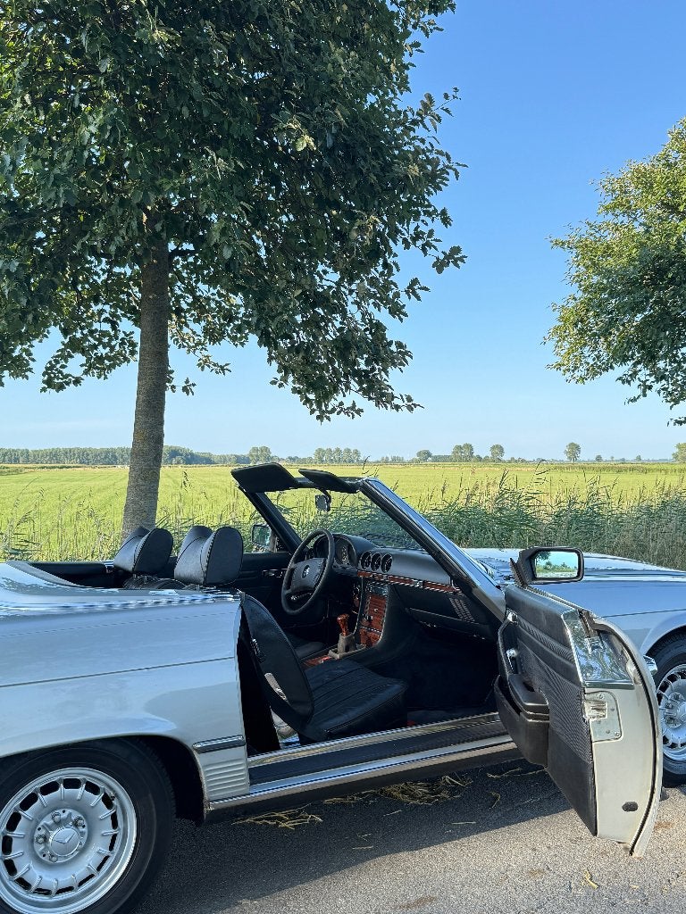 1977 Mercedes SL280 handgeschakeld !, Auto's, Achterwielaandrijving, Zwart, Cabriolet, Leder