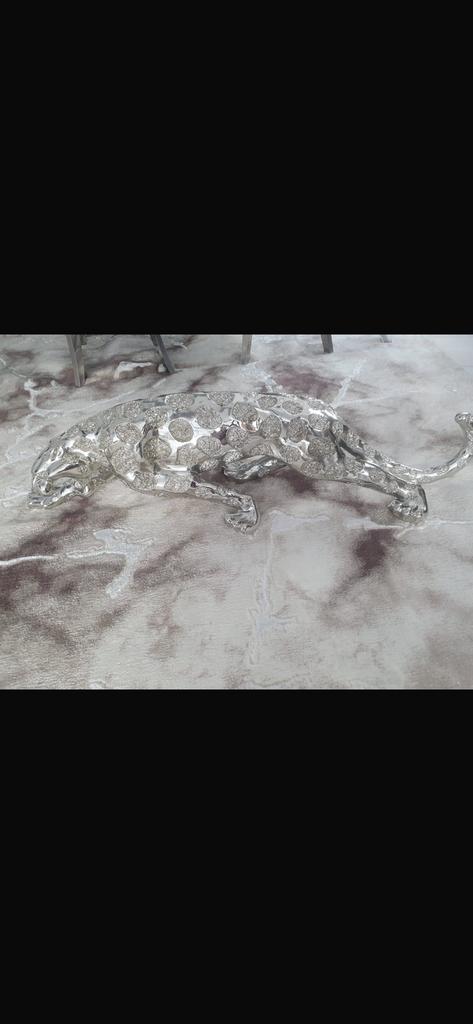 Zilverkleurige panter / luipaard decoratie – modern design, Ophalen, Zo goed als nieuw