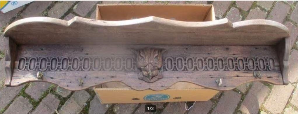 Beau porte-manteau mural en bois antique - 116x22x20, Enlèvement ou Envoi, Comme neuf, Bois, Portemanteau mural