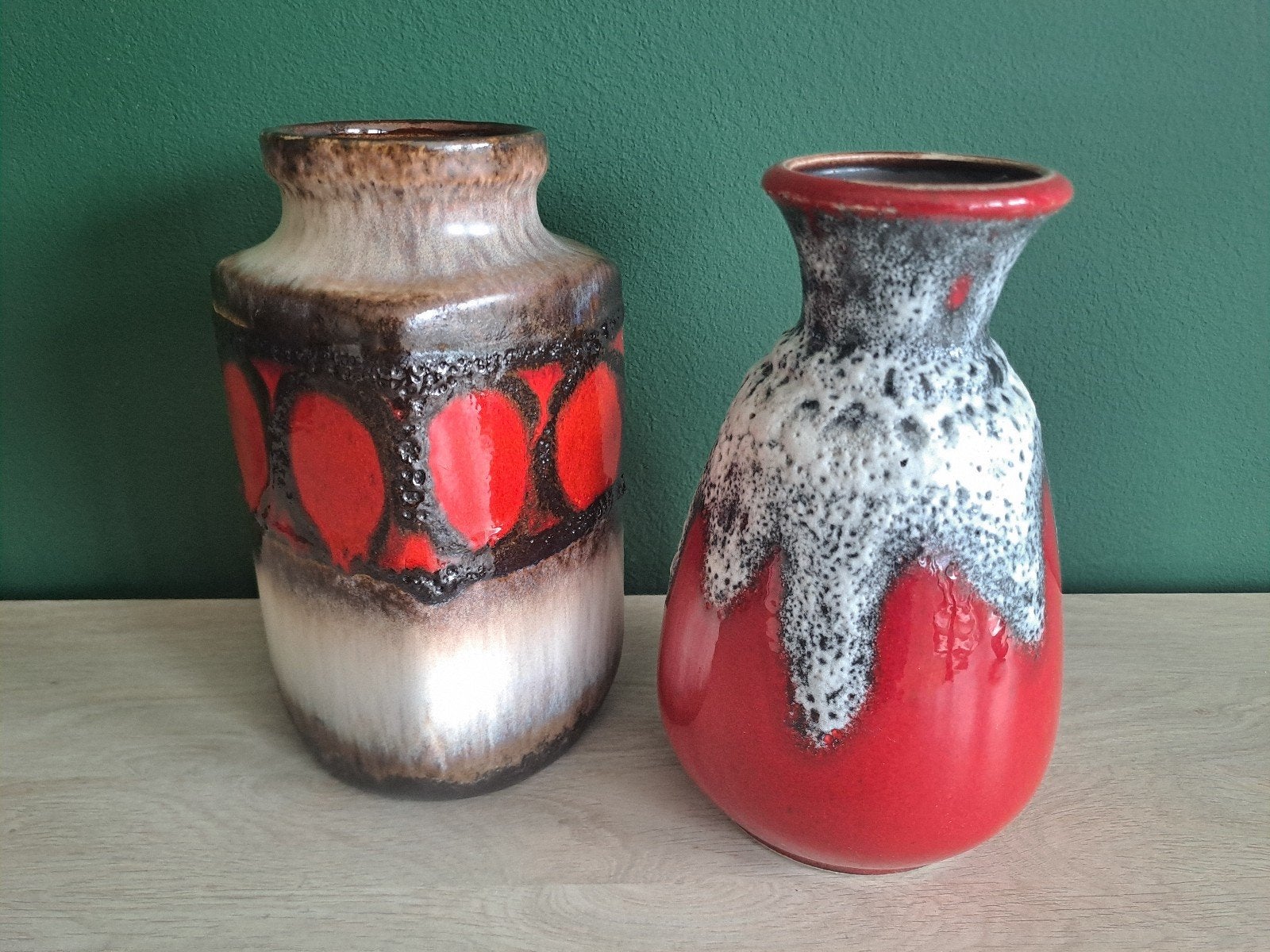 Vintage vazen West Germany Scheurich Red Dot Fat Lava, Antiek en Kunst, Ophalen