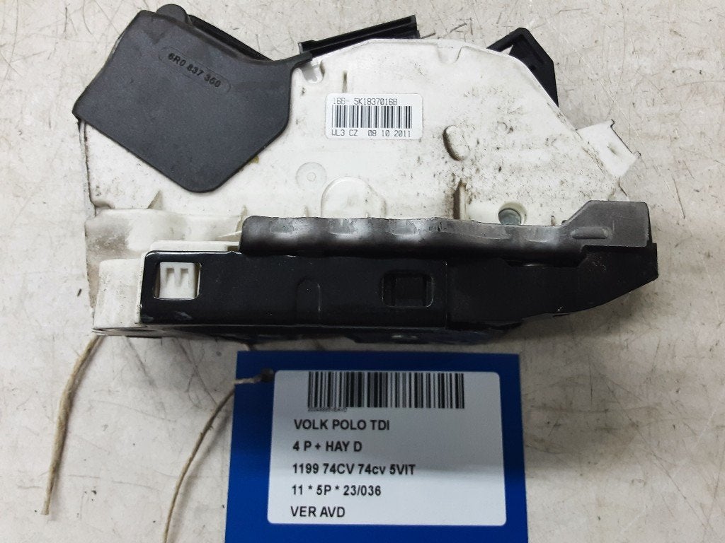 SERRURE DE PORTE AVANT DROITE Polo V (6R) (5K1837016B), Volkswagen, Mevr. I. Hauben, Utilisé, Avant