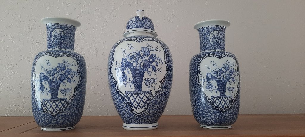 Set kaststel Vazen Delfts blauw van Francesco Guarino Italië, Antiek en Kunst, Ophalen