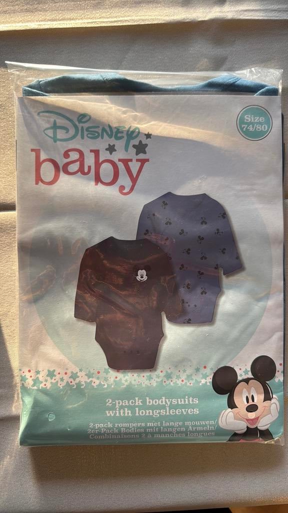 Disney 2 pack rompers lange mouwen maat 74/80, Ophalen of Verzenden, Nieuw