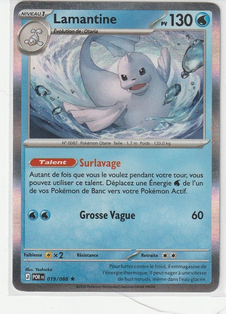 carte pokémon lamantine rare holo - 1, Hobby & Loisirs créatifs, Enlèvement ou Envoi, Comme neuf
