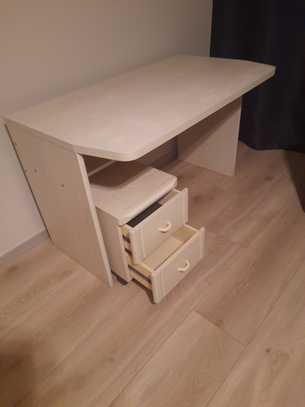 Bureau met kastje op wieltjes., Maison & Meubles, Bureaux, 65 cm, Enlèvement, Utilisé, Gris