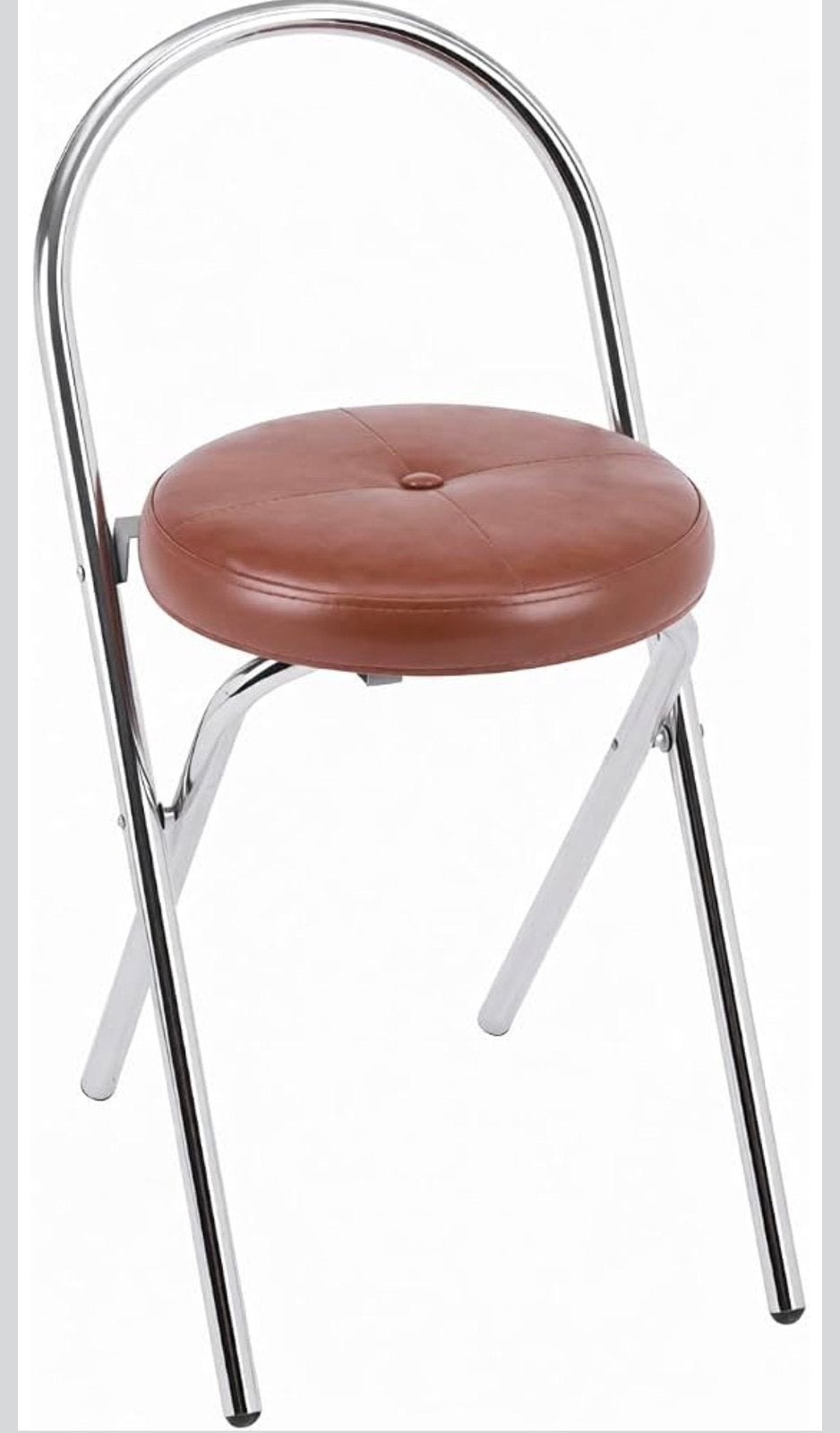Balama Opvouwbare Keukenkruk 55cm Zithoogte Kunstleer Bruin, Ophalen of Verzenden, Zo goed als nieuw, Bruin