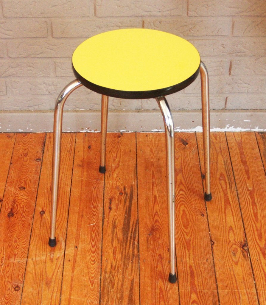 Vintage Formica Krukjes / Geel Hagelwit Grijs & Bruin / 60's, Ophalen of Verzenden, Zo goed als nieuw