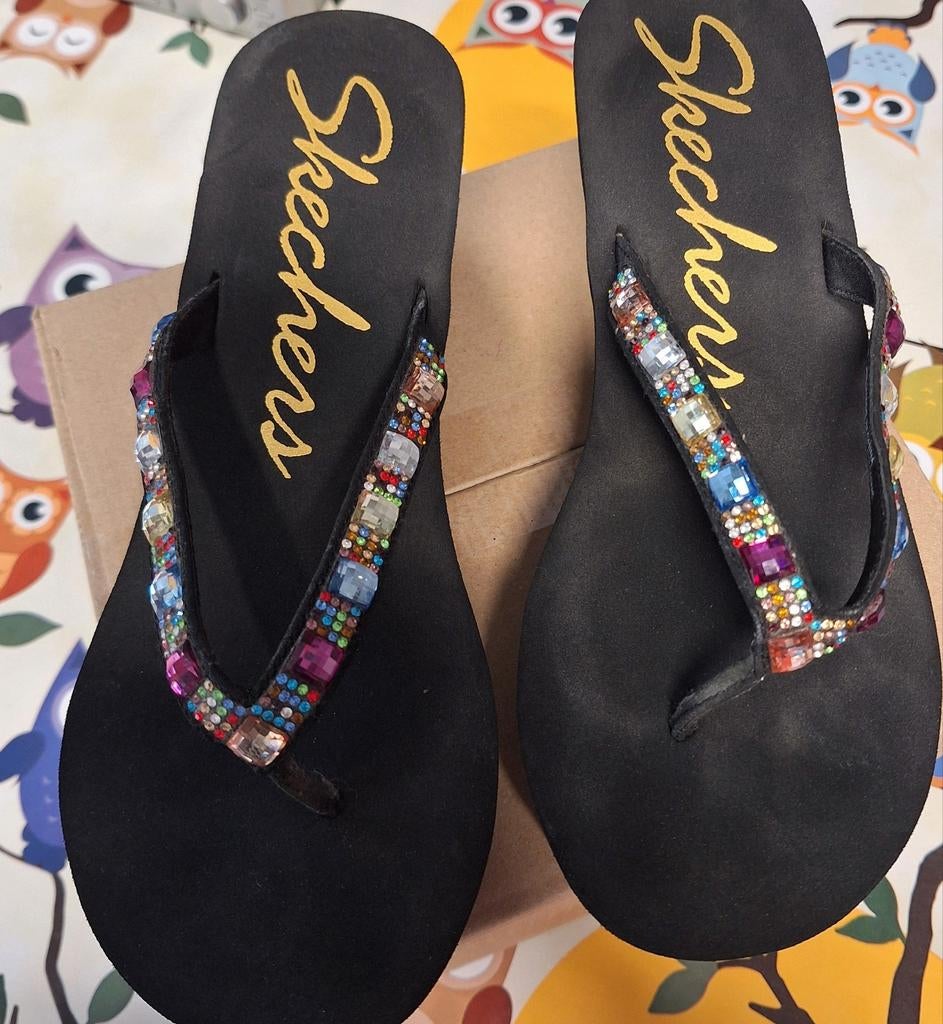 Skechers open sandaal, zwart, Ophalen, Zwart