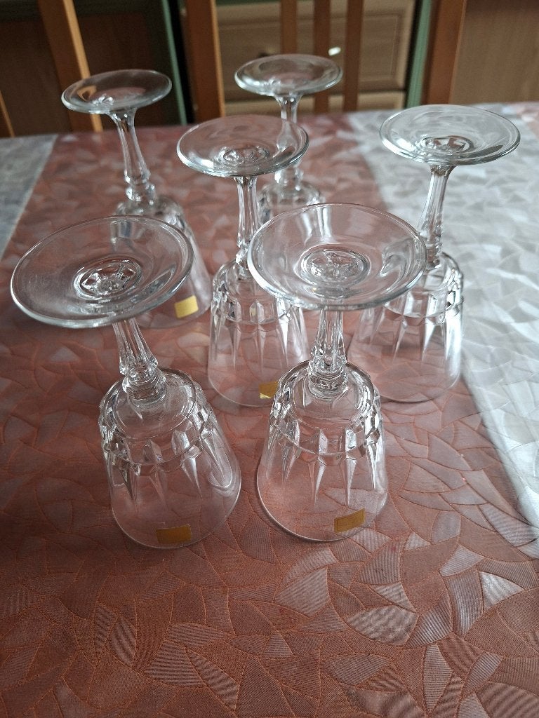 6 vintage kristallen wijnglazen - Luminarc Versailles, Ophalen