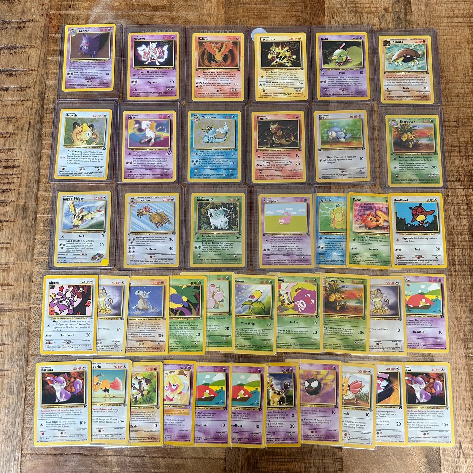 Pokemonkaarten, gengar, mew, vaporeon, mewtwo etc, Ophalen of Verzenden, Zo goed als nieuw