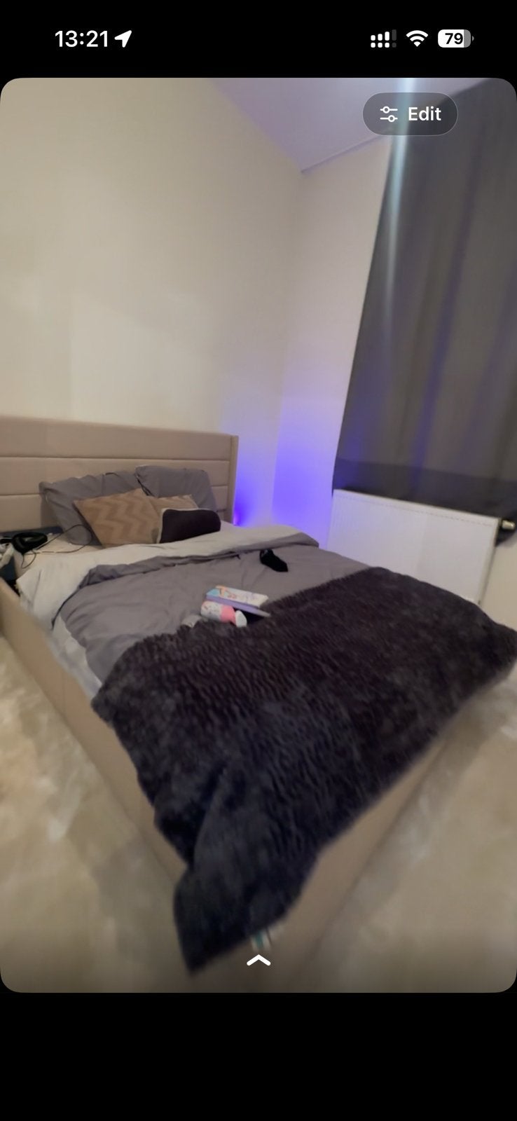 Beige queen size bed