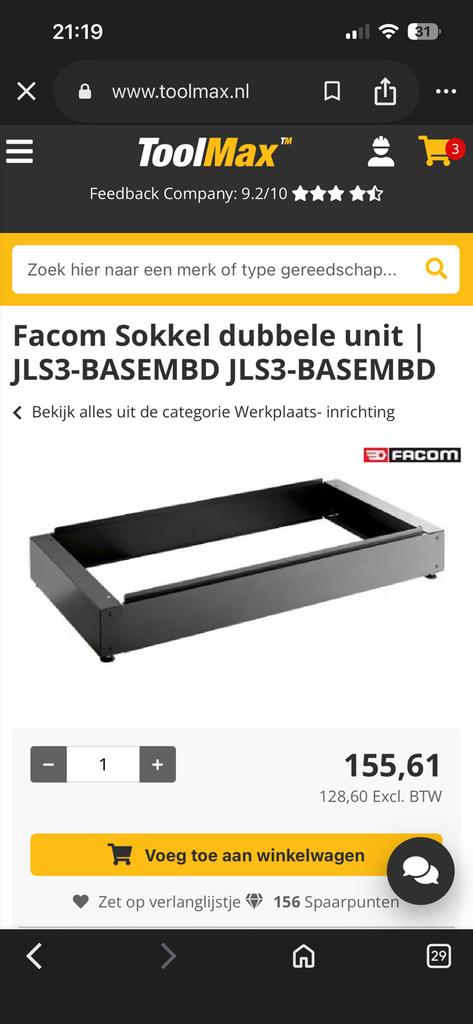 Facom sokkel, Ophalen, Zo goed als nieuw