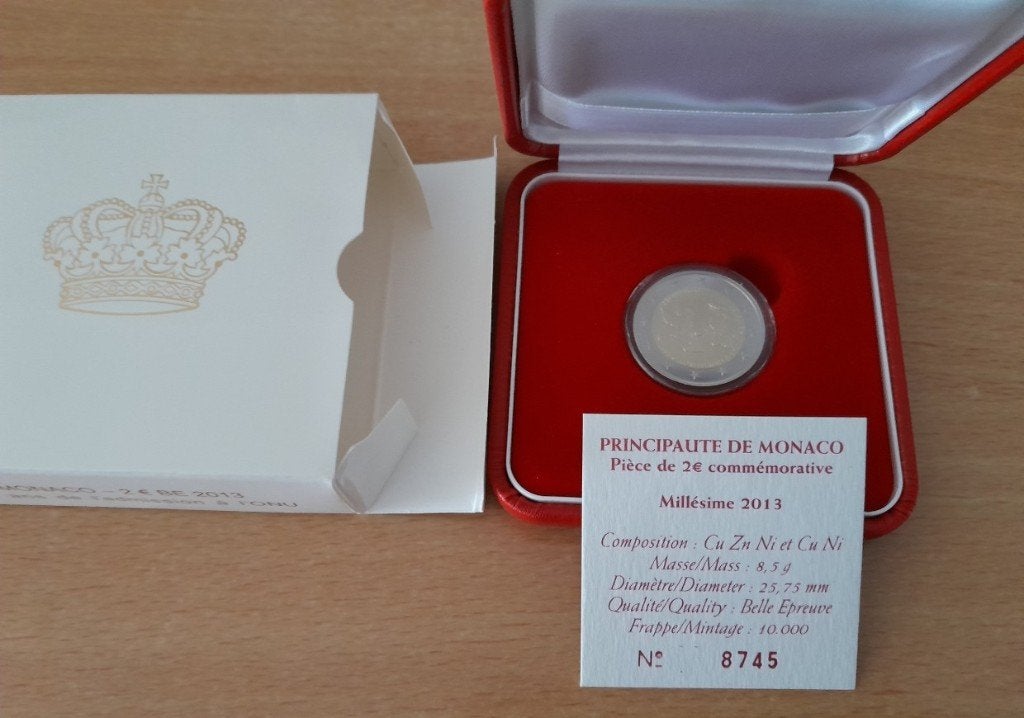 Monaco 2 euro 2013 '20 jaar monaco lid bij de VN'  PROOF, Postzegels en Munten, Munten | Europa | Euromunten, Ophalen of Verzenden
