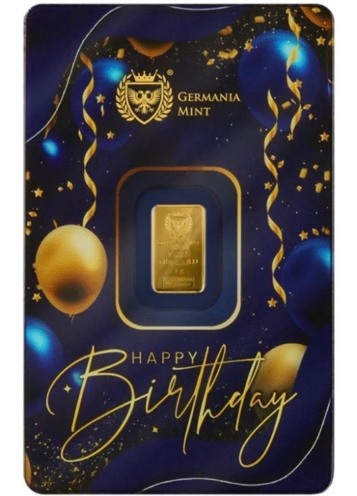 1g goudbaar « Happy Birthday » Germania Mint, Enlèvement ou Envoi, Or
