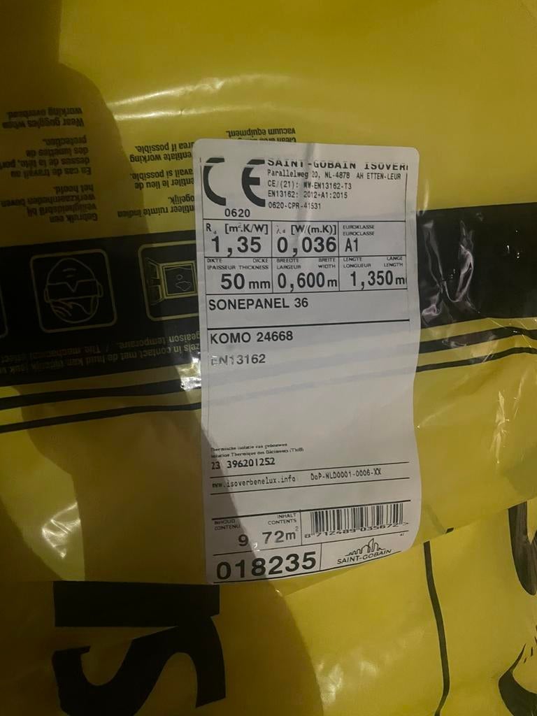 Isolatie isover, Doe-het-zelf en Bouw, Isolatie en Afdichting, Ophalen, Zo goed als nieuw
