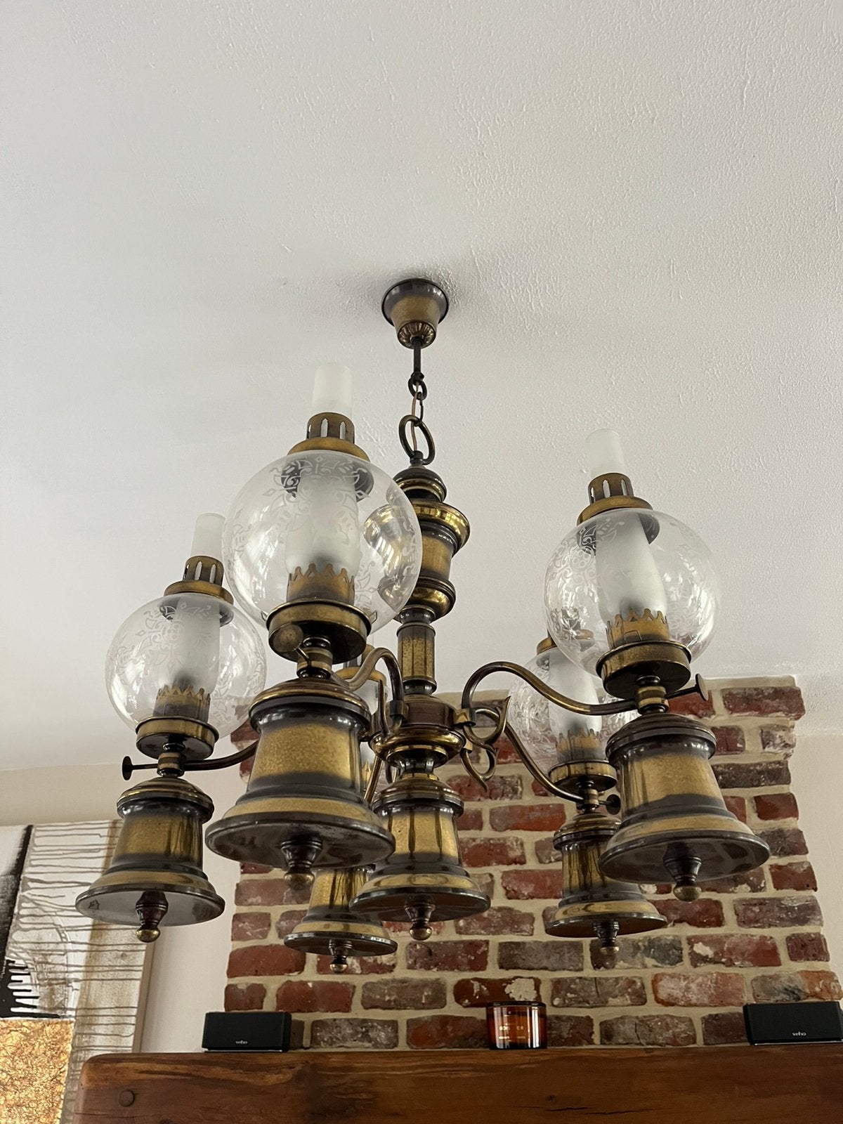 Vintage petroleumstijl-kroonluchters, Huis en Inrichting, Ophalen, Gebruikt