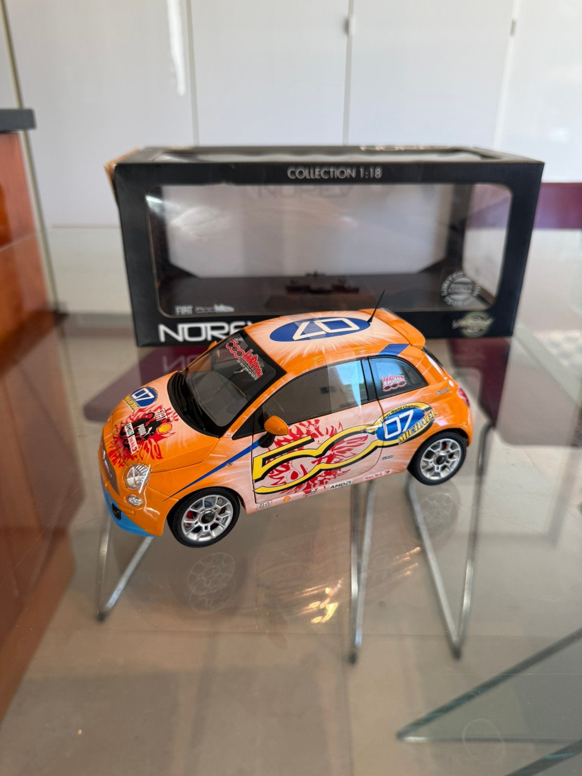 Norev1/18  Fiat500 WROOM Schumacher 7 fois Champion du monde, Enlèvement ou Envoi, Comme neuf, Norev