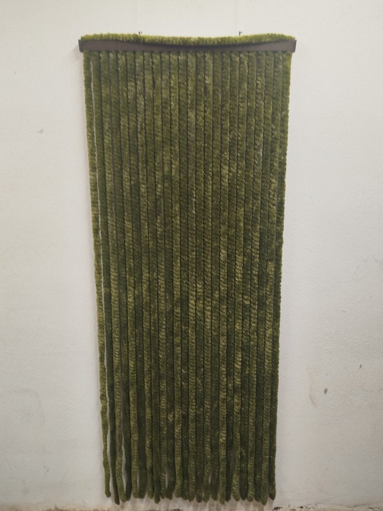 Vintage Kattenstaart Gordijn – Olijfgroen (80 x 203 cm), Caravans en Kamperen, Caravanaccessoires, Ophalen of Verzenden, Gebruikt