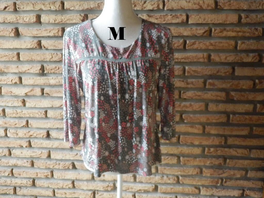 (229) - blouse femme t.M grise rose, Ophalen of Verzenden, Zo goed als nieuw, Maat 38/40 (M), Grijs