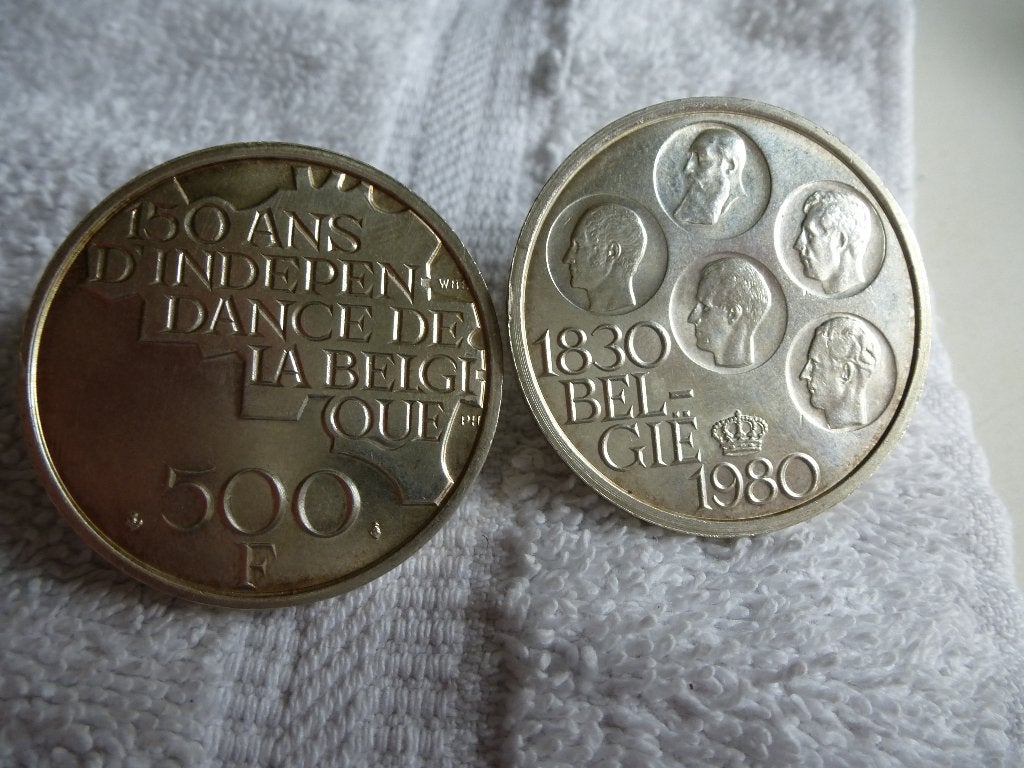 500 munten van Belgische frank, Ophalen, Verzilverd, Zilver, Losse munt