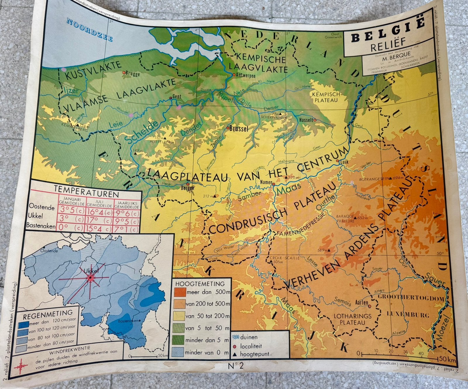 Schoolplaat Rossignol België reliëf / plattelandstreken, Enlèvement, Géographie