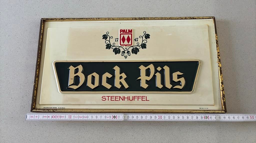 Reclame Bock Pils, Ophalen, Gebruikt, Reclamebord, Plaat of Schild, Palm