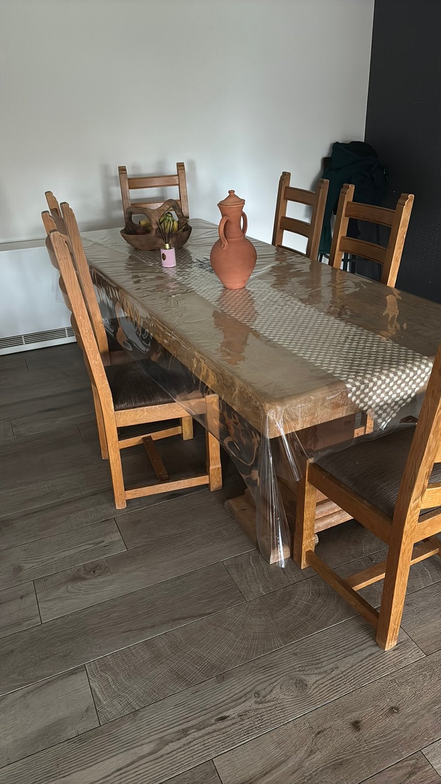 Massive eiken tafel met stoelen, Huis en Inrichting, Ophalen, Gebruikt