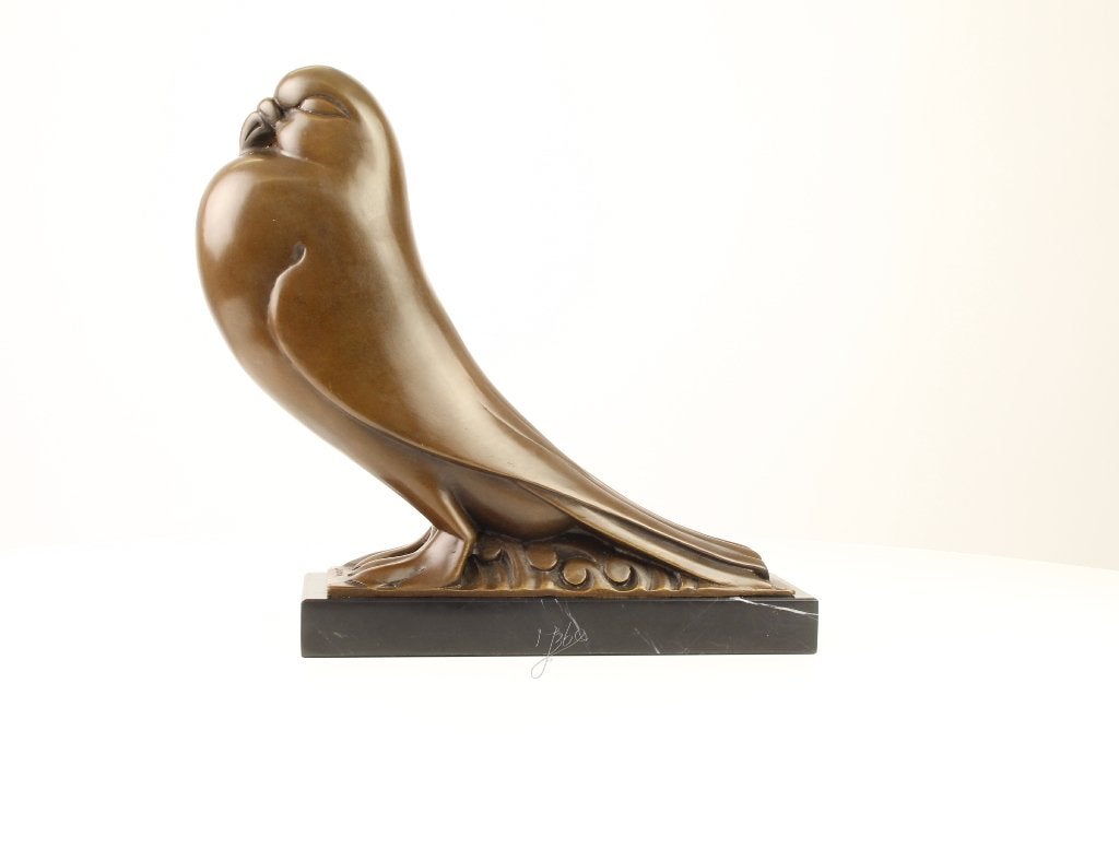 Sculpture Art Déco en bronze en forme de colombe — signée, Antiquités & Art, Statue, Enlèvement ou Envoi, Oiseau, Brons