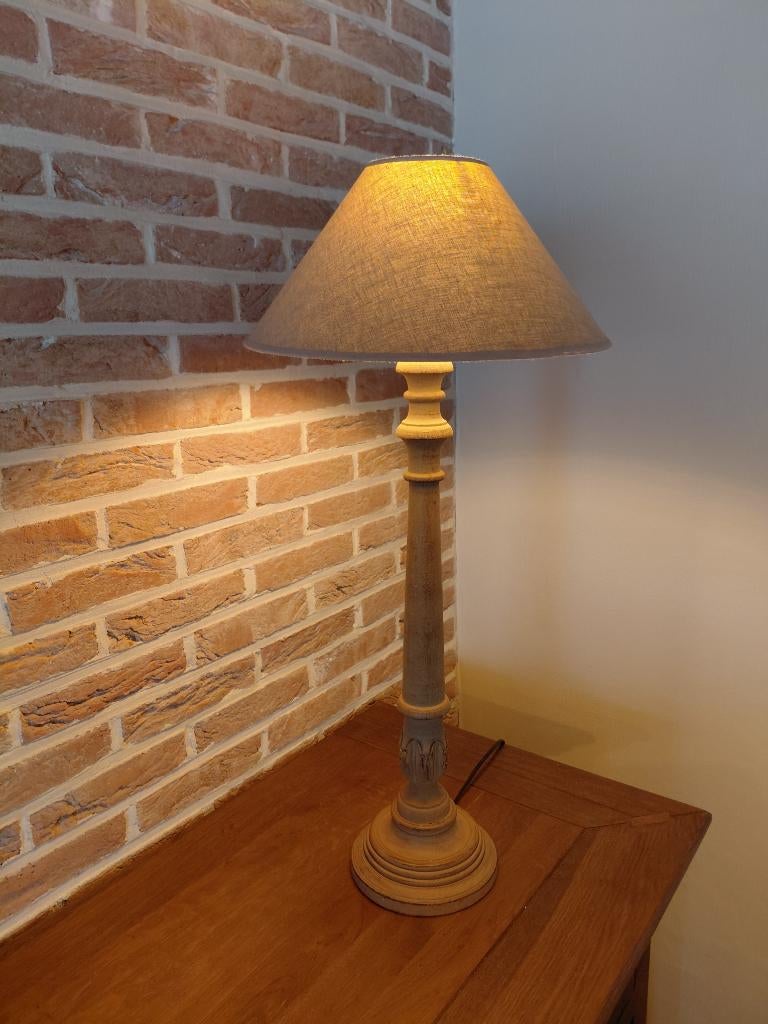 TAFELLAMP LANDELIJK, Ophalen, 75 cm of meer, Hout, Landelijk