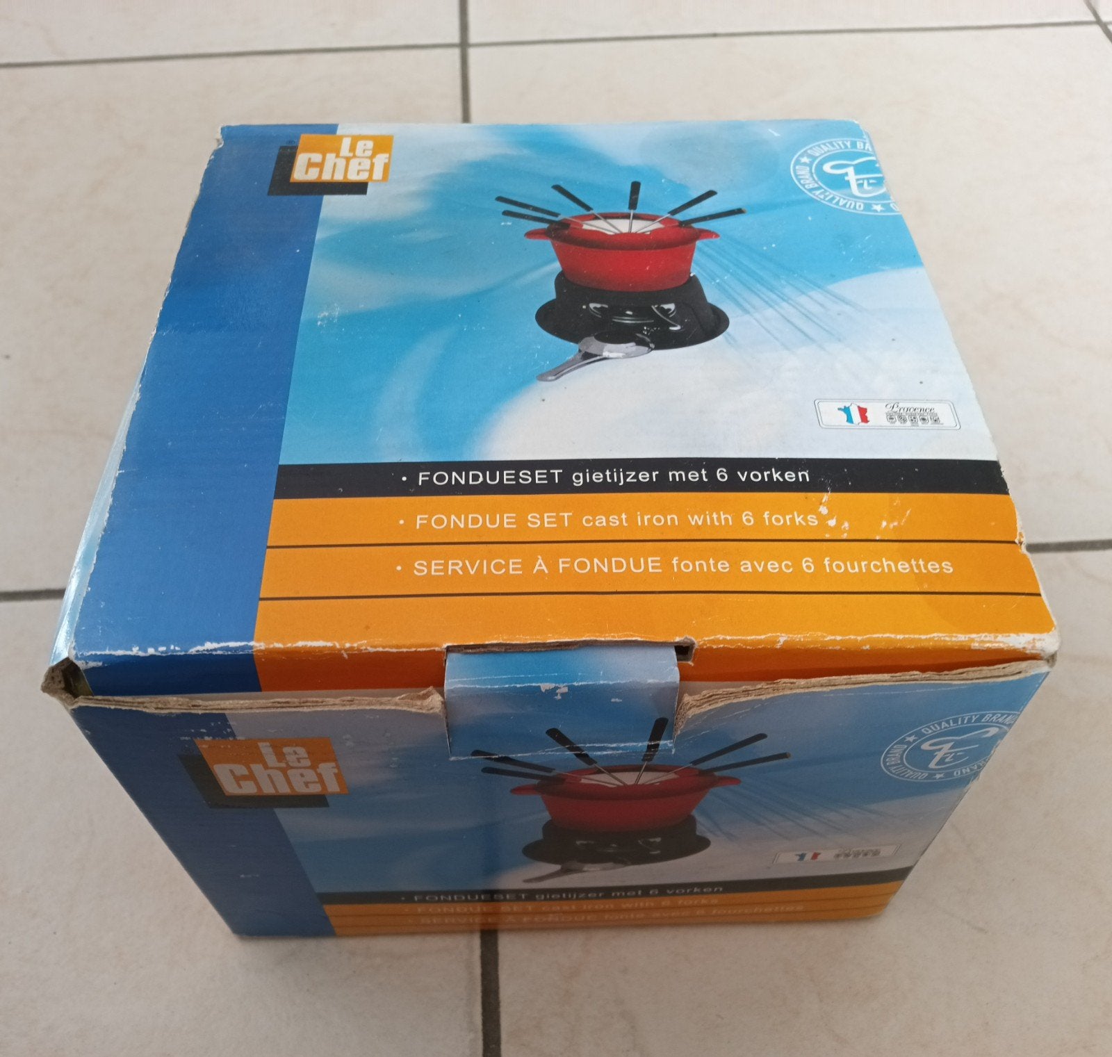 Gietijzeren fondueset Le Chef (Ongebruikt), Electroménager, Fondue, Enlèvement, Comme neuf, Brûleur, Service à fondue