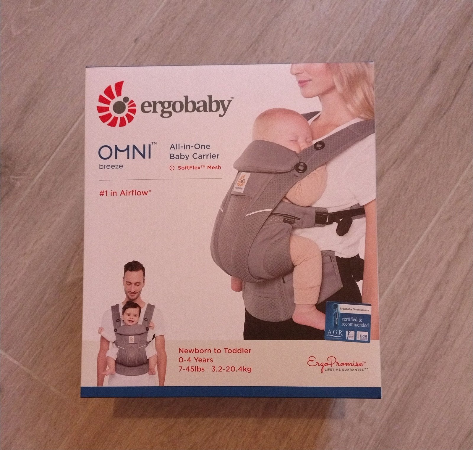 Ergobaby draagzak omni breeze in grijs, Ophalen, Buik, Draagzak