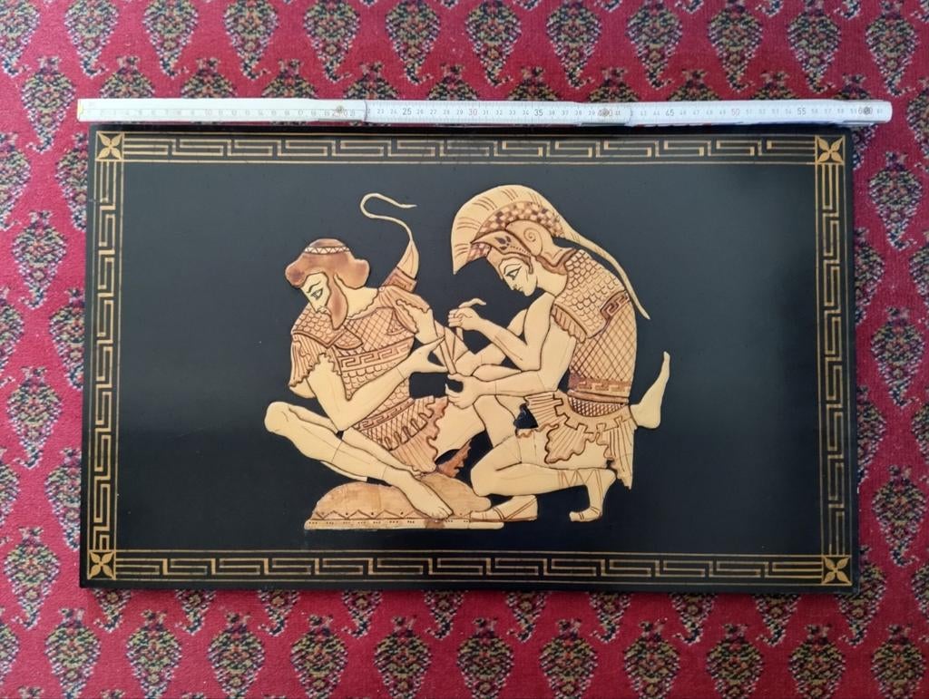 De Trojaanse oorlog Griekenland tableau zwart, Antiek en Kunst, Verzenden, Zwart