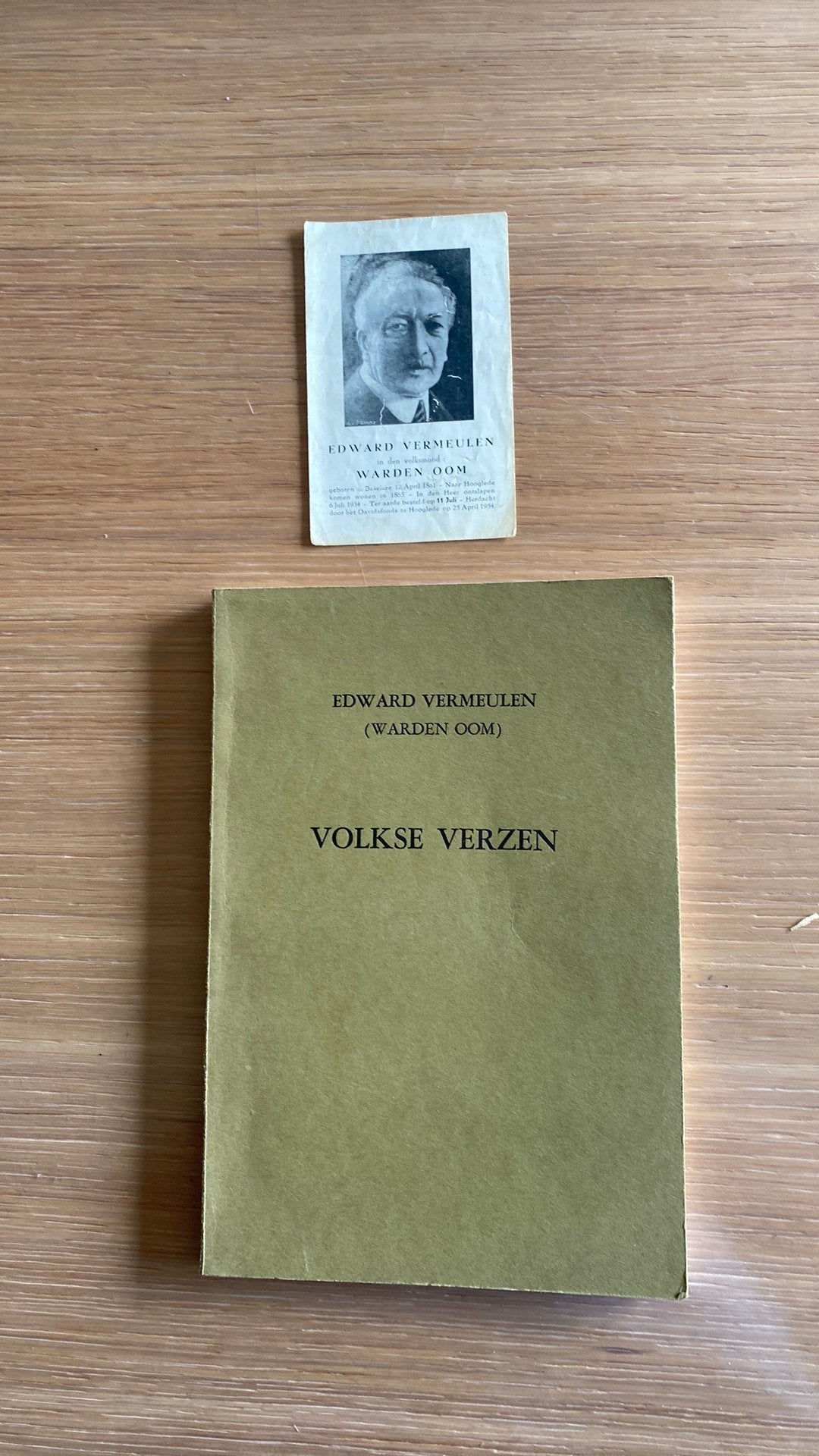 Warden Oom Volkse verzen met gedachtenisprentje, Ophalen, België, Zo goed als nieuw, Warden Oom