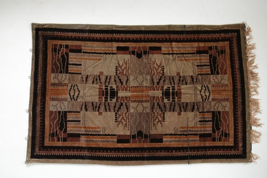 Art deco velours kleed met franjes, jaren 30 - 142x91, Antiek en Kunst, Ophalen