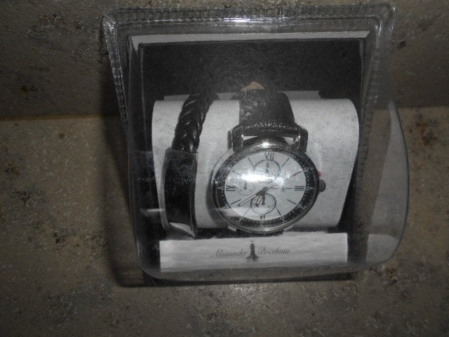 Nouvel ensemble montre + bracelet pour homme, Enlèvement ou Envoi, Cuir, Acier, Neuf