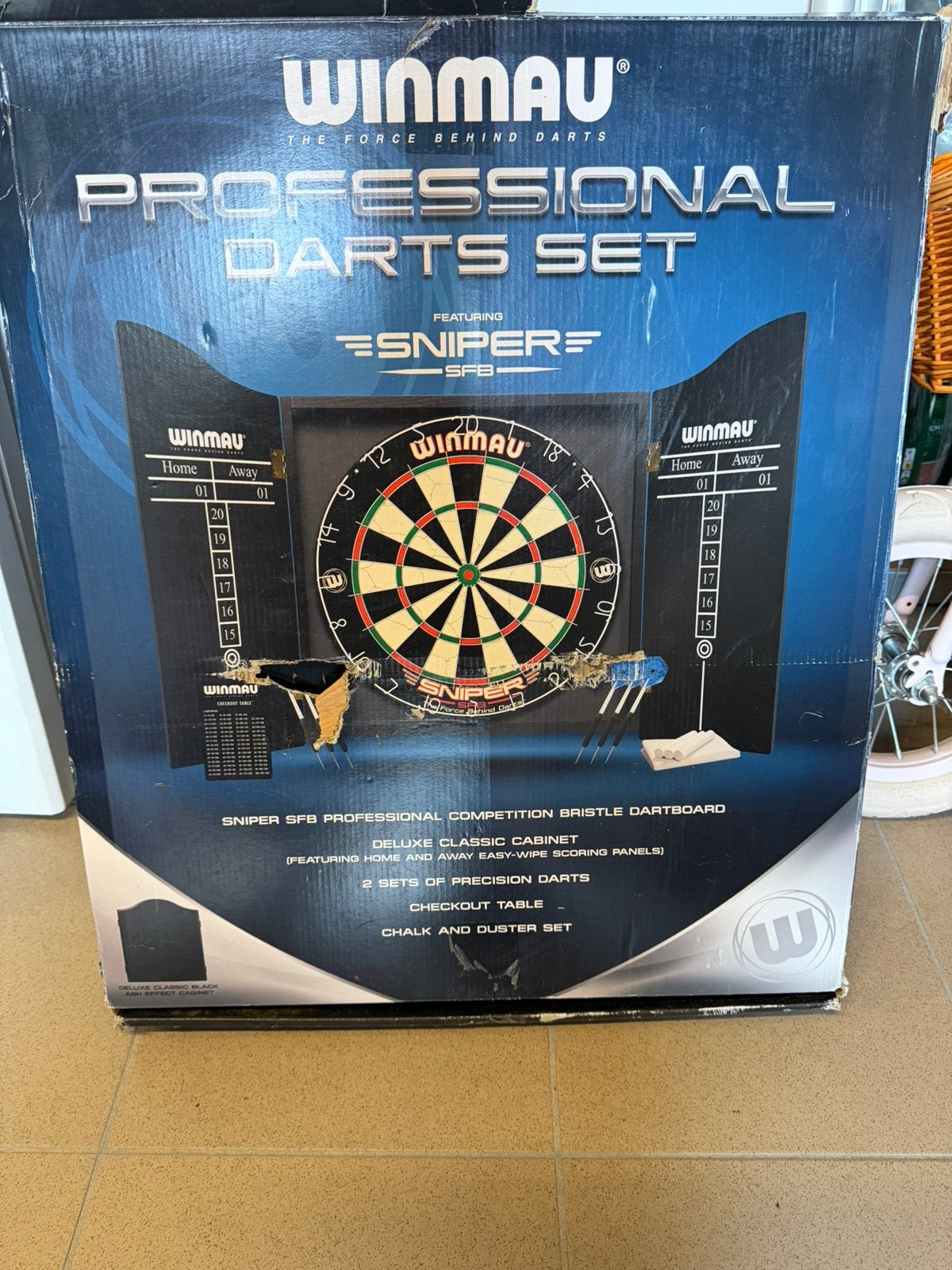 Winmau Dartbord Set incl. rubberen dartmat met houten oche, Enlèvement, Neuf, Cible de fléchettes