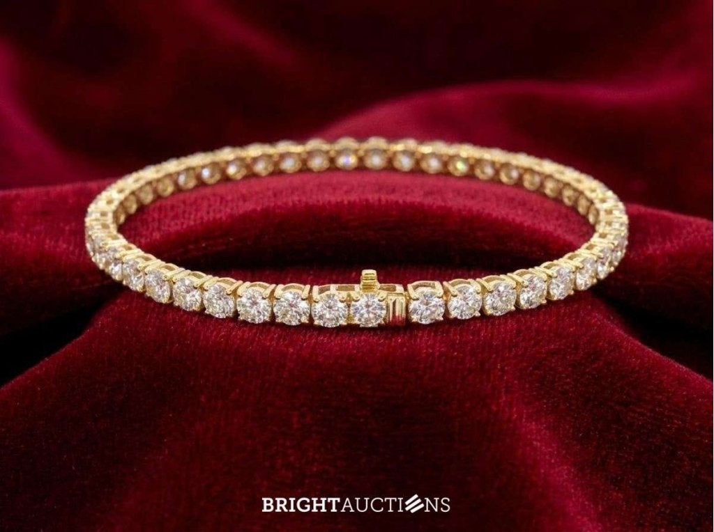 Gouden tennisarmband met natuurlijke diamanten, Bijoux, Sacs & Beauté, Diamanten, Or, Enlèvement, Avec pierre précieuse
