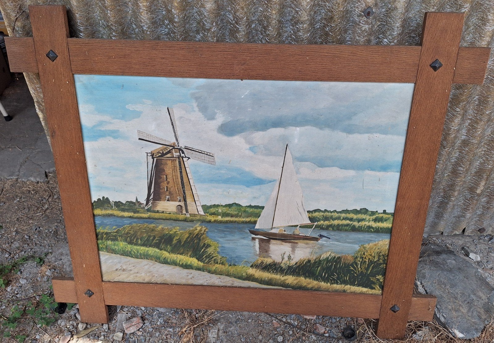 grand tableau de paysage., Antiquités & Art, Enlèvement, Vieux hollandais, Encadré, Paysage