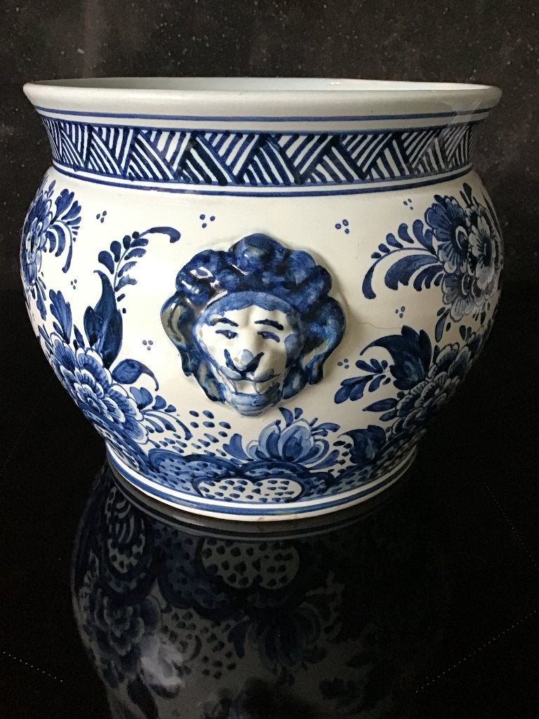 vintage middelgrote overpot gemerkt Oud Delft, Antiek en Kunst, Ophalen of Verzenden