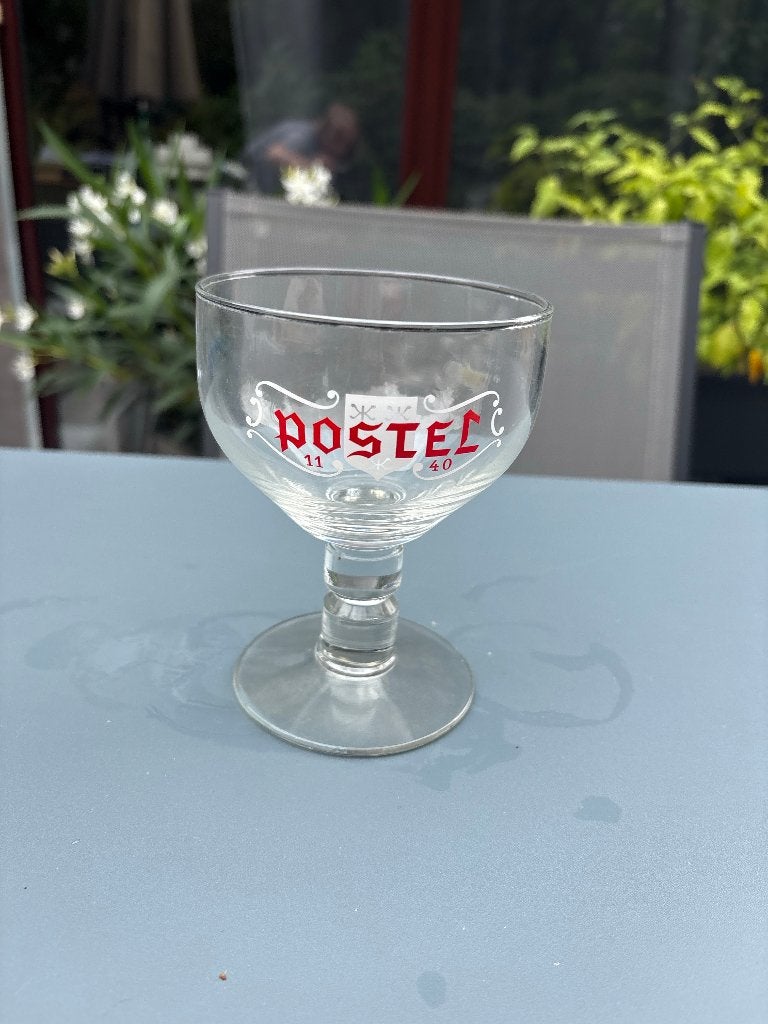 Bière d'abbaye Postel - Verre à bière en forme de gobelet, Enlèvement ou Envoi, Comme neuf, Verre ou Verres