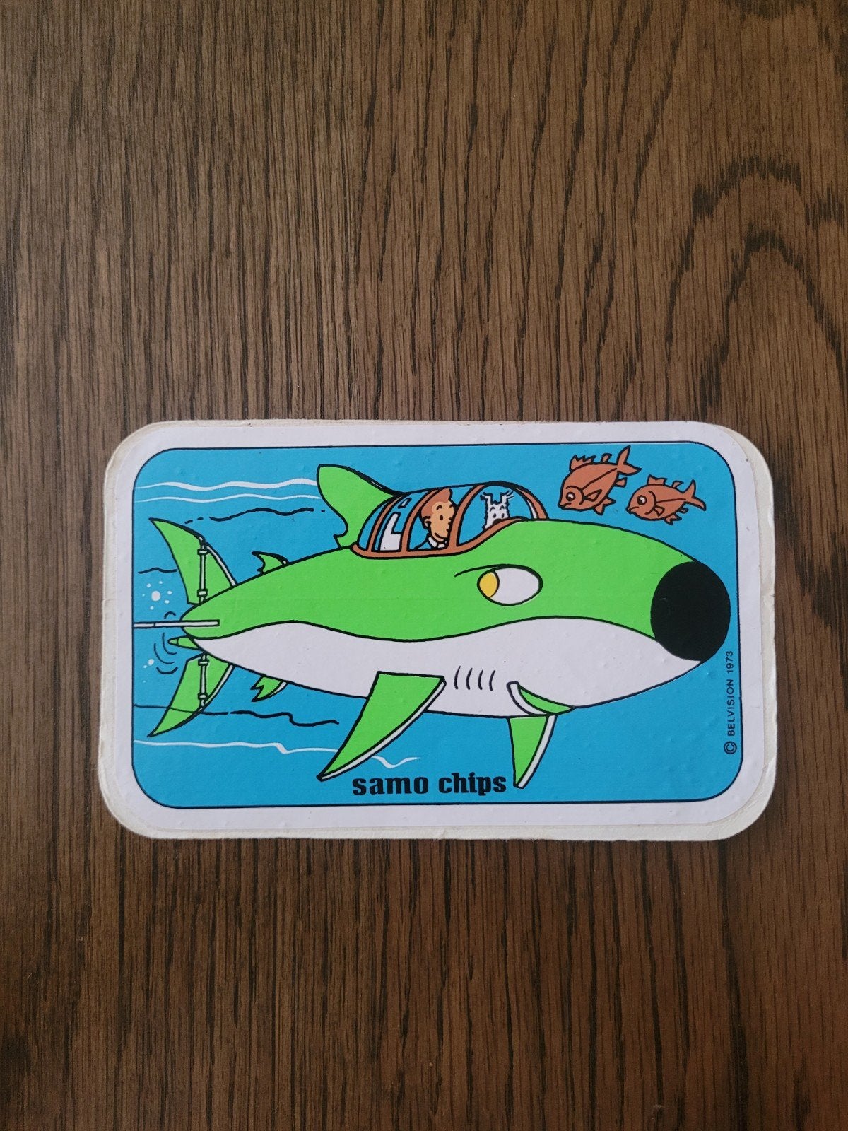 Oude sticker Kuifje Samochips, Ophalen of Verzenden