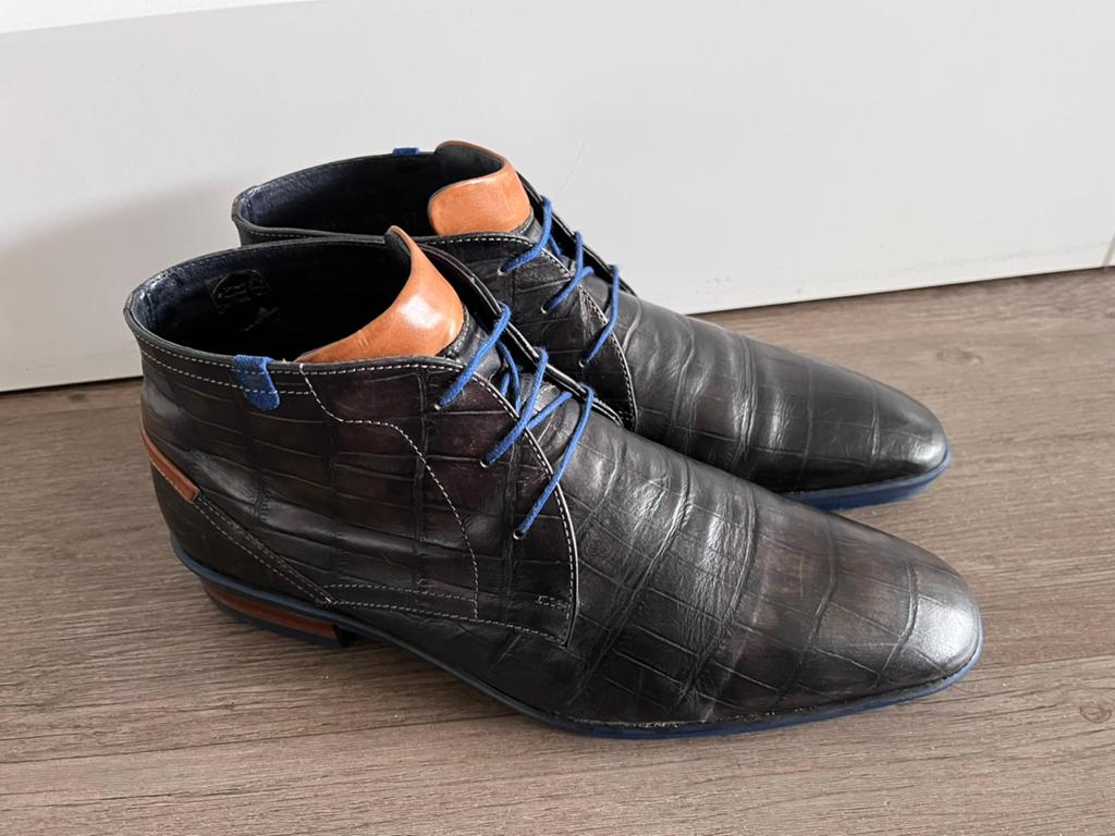 Floris van Bommel herenschoenen maat 8 / 42, Zwart, Ophalen of Verzenden, Zo goed als nieuw, Veterschoenen