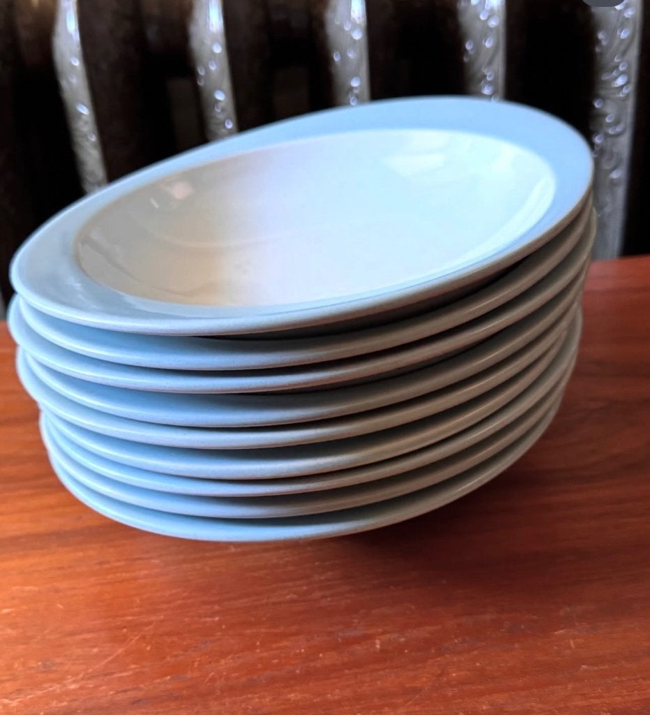 Assiettes à soupe vintage bleu pastel, Antiquités & Art, Enlèvement ou Envoi