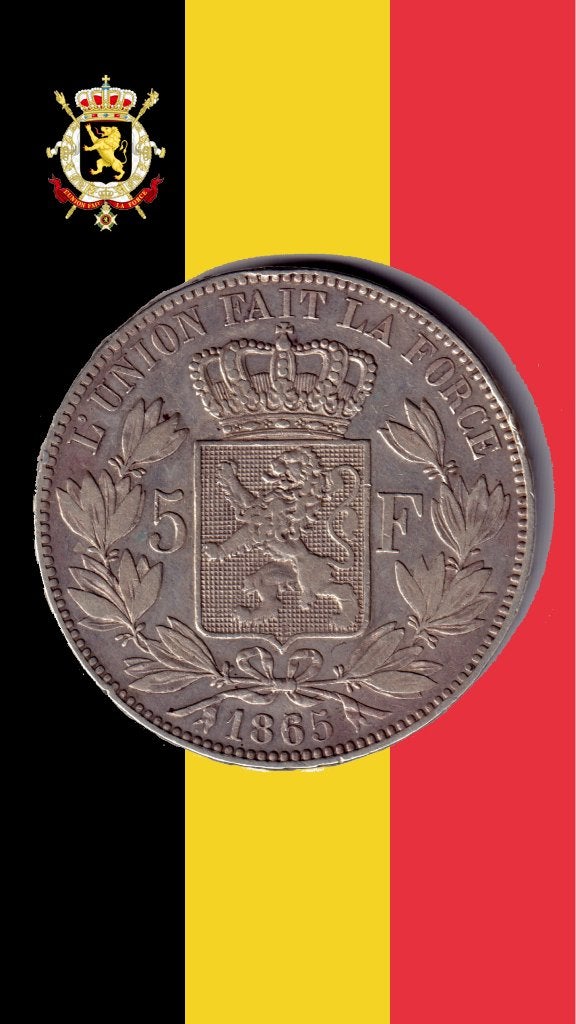 VARIANTE RARE : 5 francs 1865 (6 sur 5) - Léopold I, Enlèvement ou Envoi, Monnaie en vrac, Argent, Argent