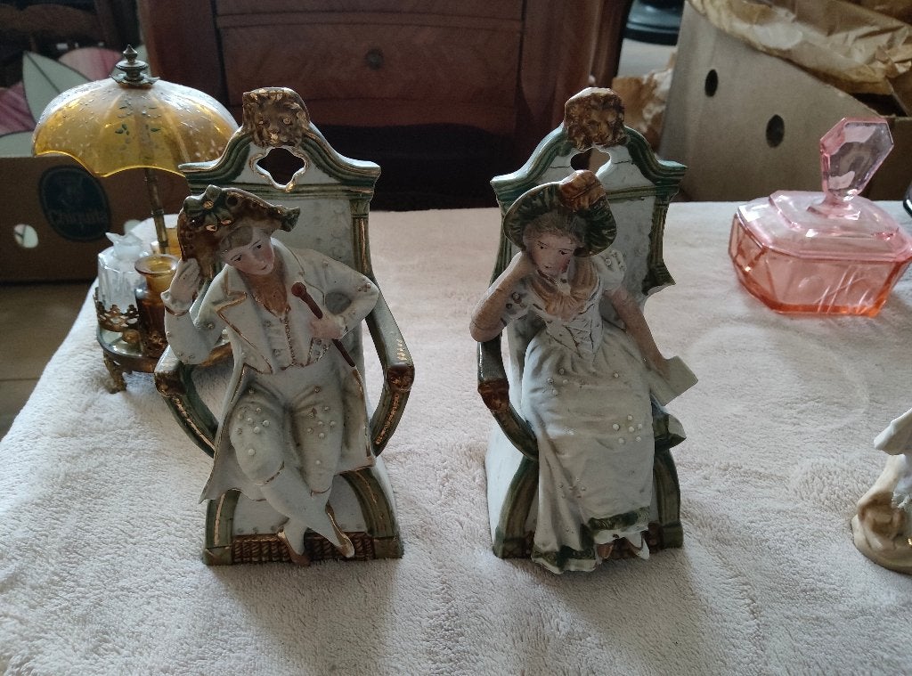Paire de figurines porcelaine couple galant Marquis Marquise, Enlèvement ou Envoi