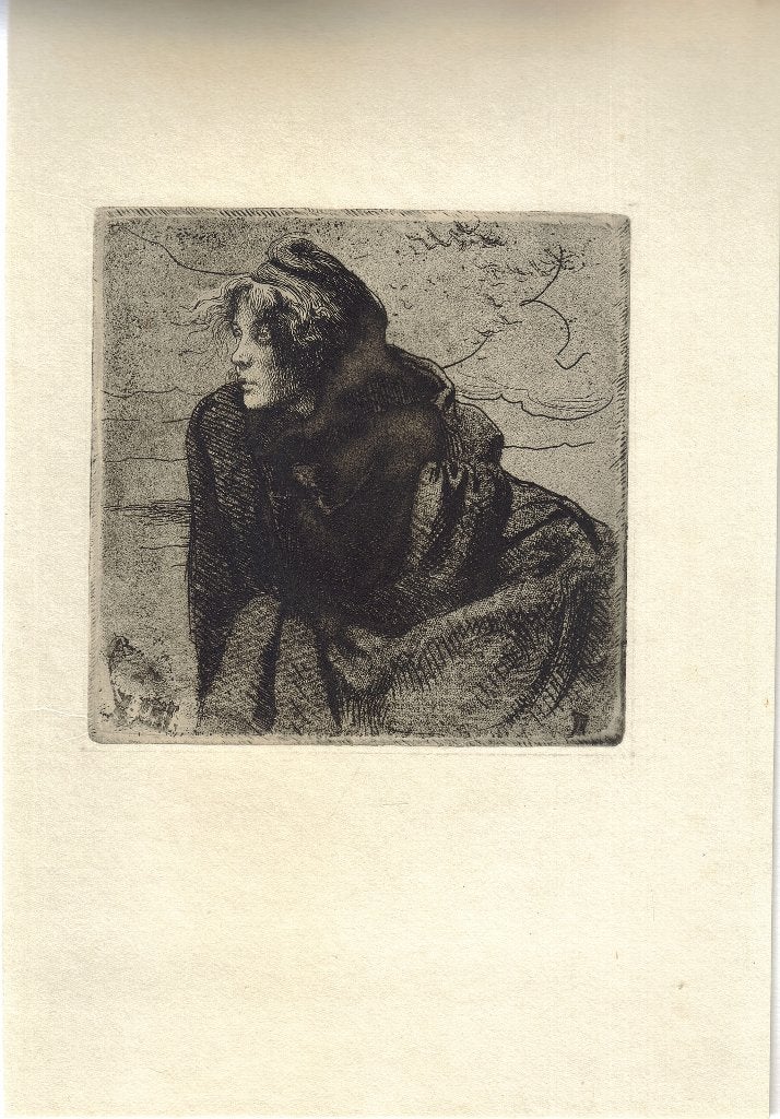 Paul-Albert Besnard ets "Jonge Vrouw in de Wind",  proefdruk, Comme neuf, Enlèvement, Création originale, Autres types