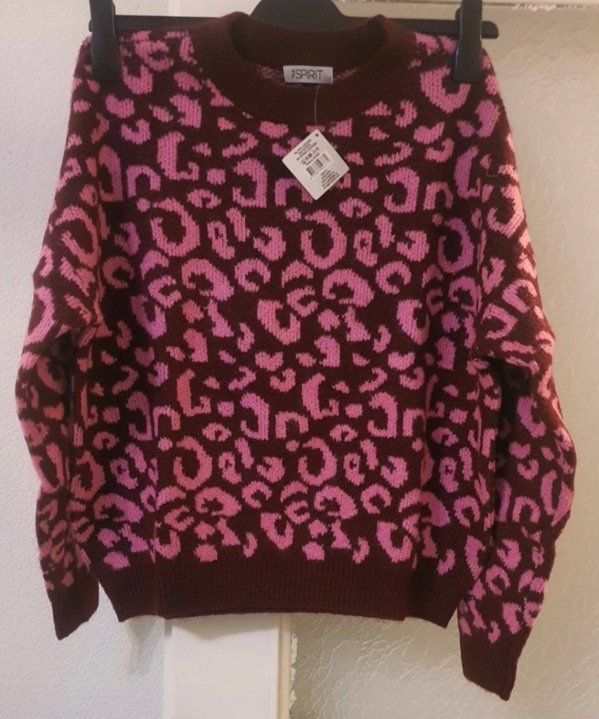 Nieuwe trui met roze panterprint maat: S\M, Enlèvement ou Envoi, Neuf, Taille 36 (S), Rose