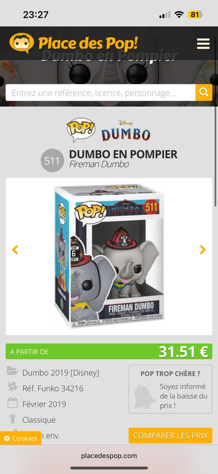 Funko pop disney dumbo 511, Verzamelen, Ophalen of Verzenden, Zo goed als nieuw